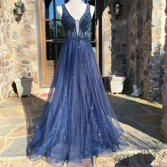 Evening Gown Dillards Navy Dress GB Dillards Dresses Deep Navy - Main Image